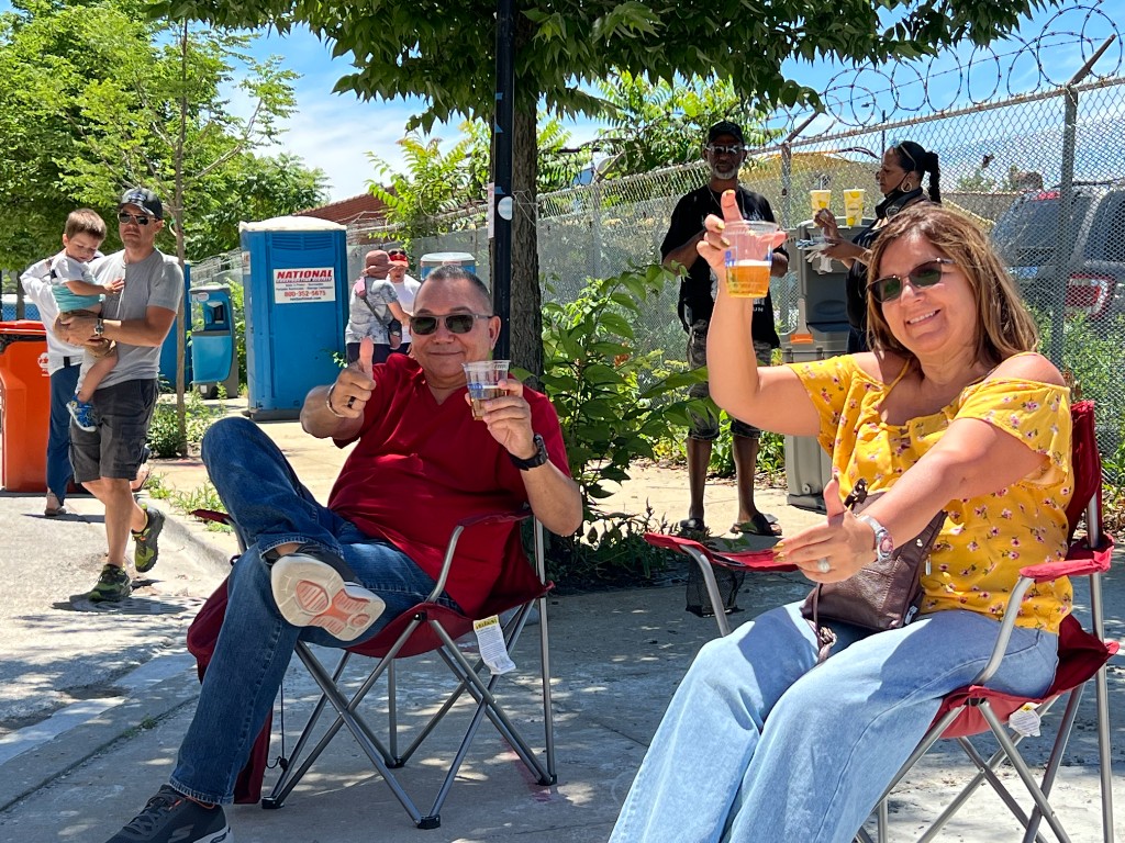 Colorful food truck and sponsor presence on festival grounds