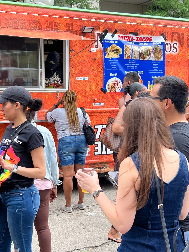 Mexi-Tacos food truck and guests in line at Chicago Food Truck Festival