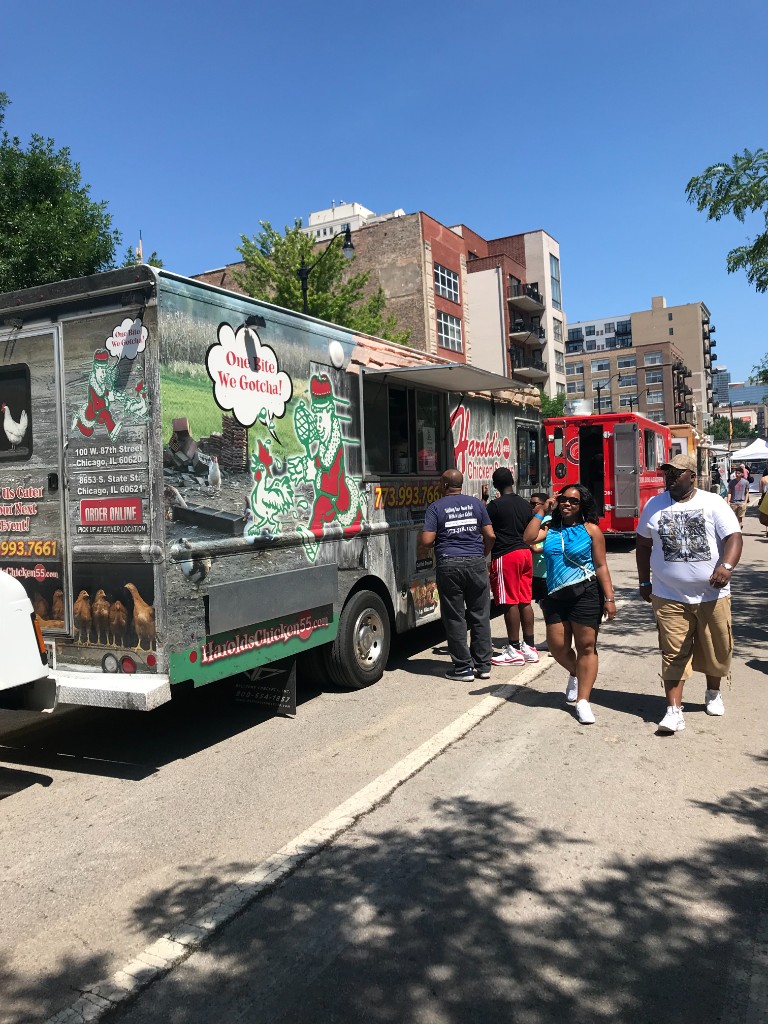 Food trucks and city views at Chicago Food Truck Festival