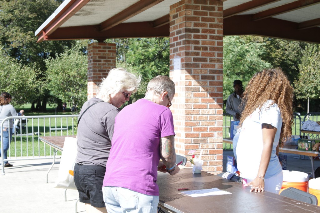 Food service area in bright daylight at Labagh Woods.