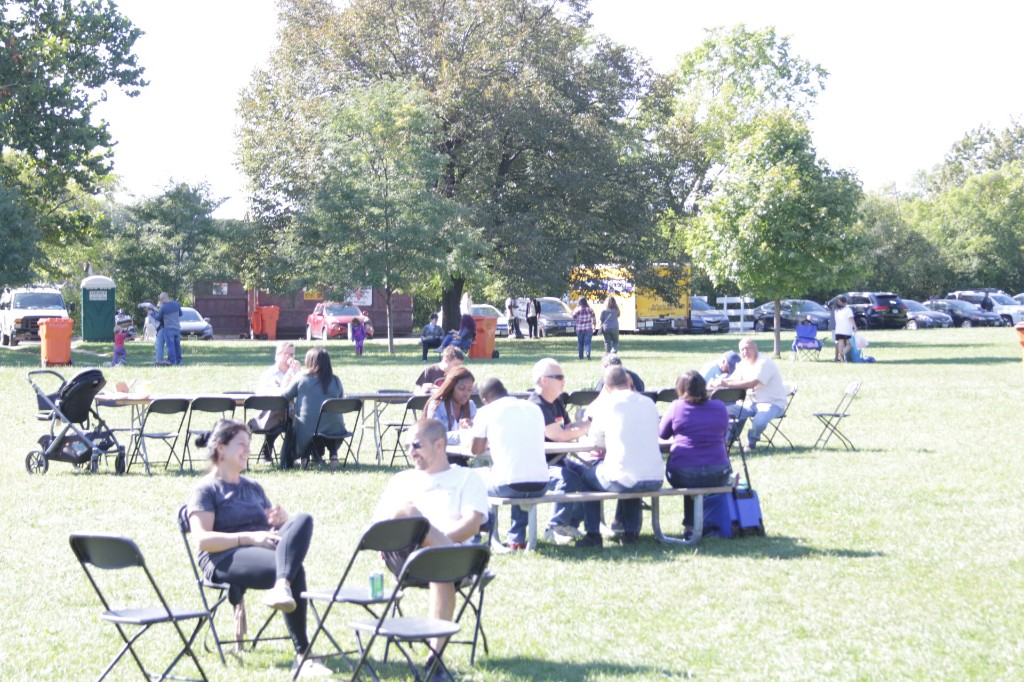 Festival atmosphere on the grass at the Labagh Woods Fall Festival.