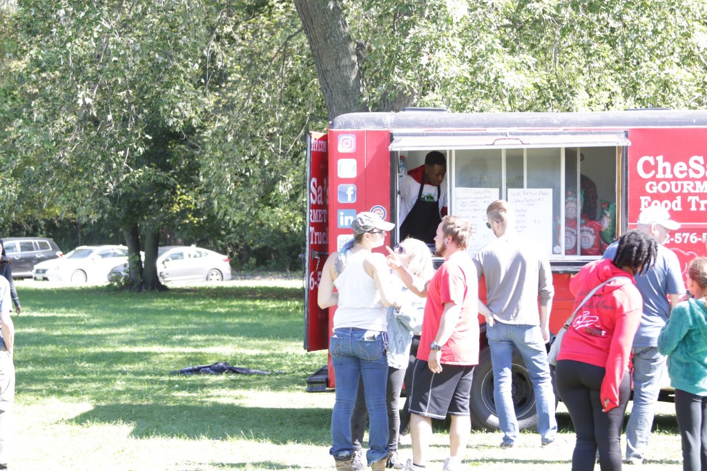 Vendor displays and equipment at the Labagh Woods Fall Festival.