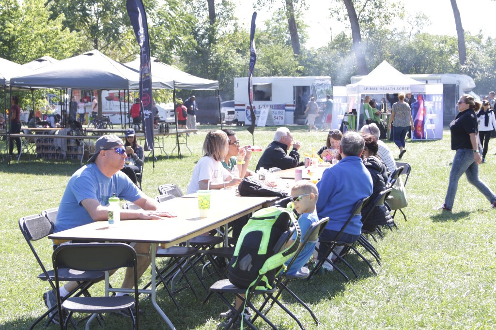 Guests enjoying a fall day at the Chicago Food Truck Festival in Labagh Woods.