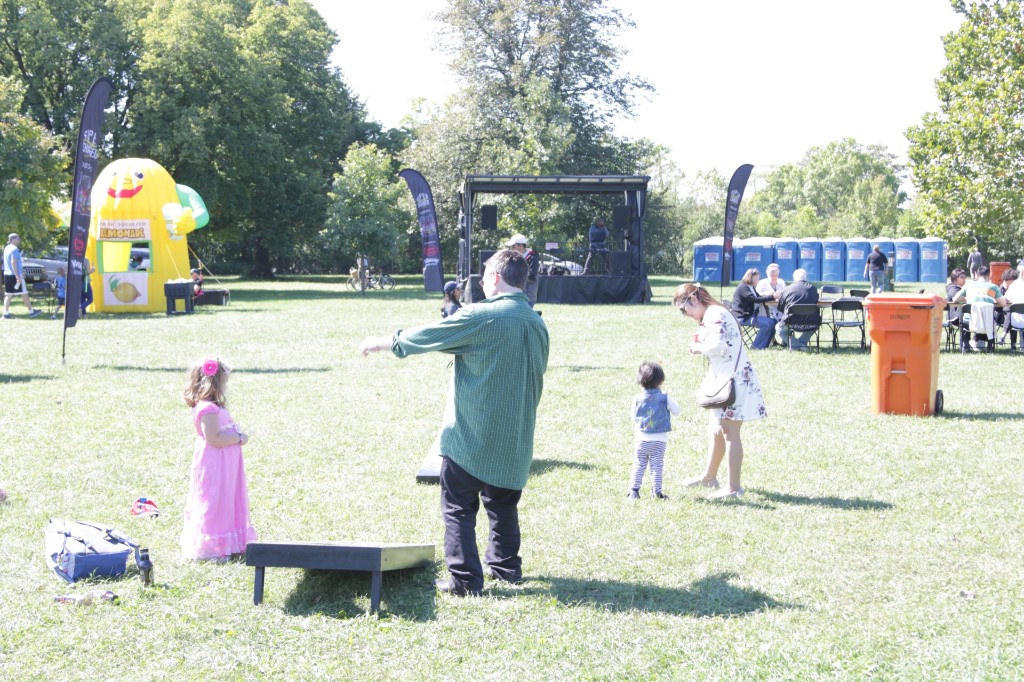 Open sky and treeline above the Labagh Woods Fall Festival.