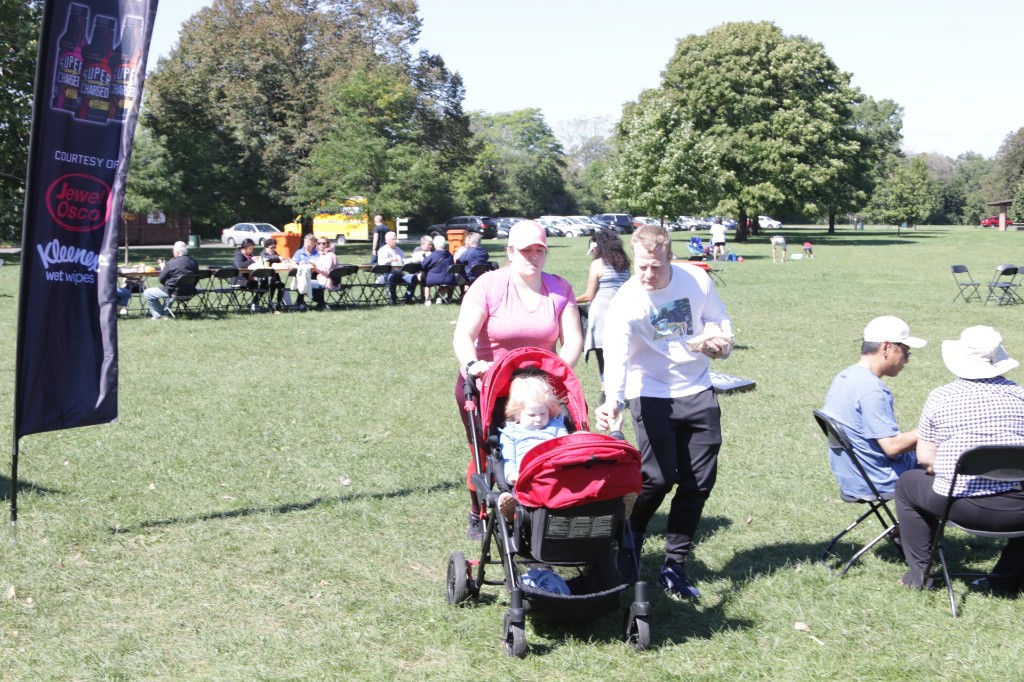 Picnic tables and tents at the Labagh Woods Fall Festival.