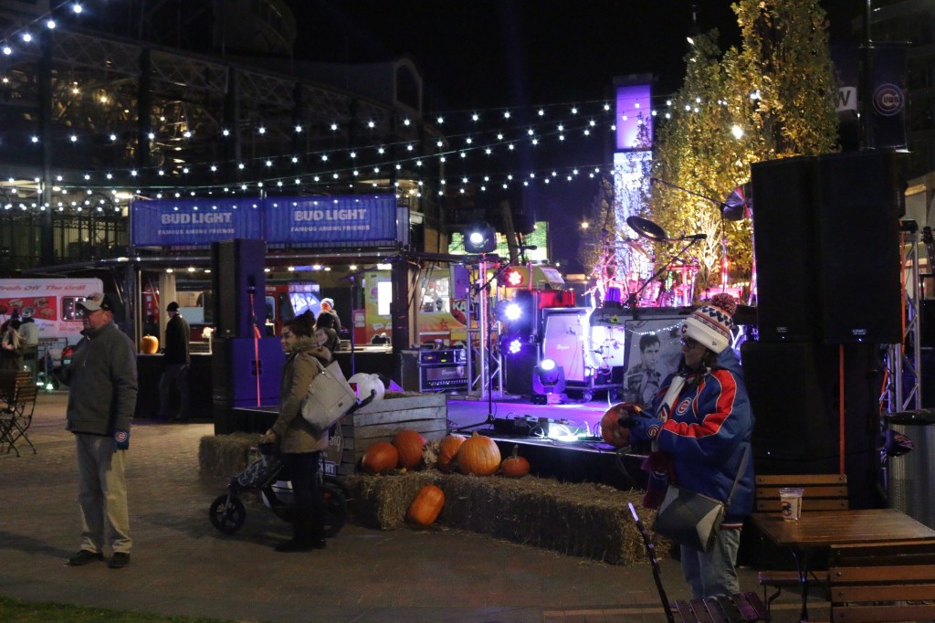 Food and drink on a counter at a Wrigley Field food truck activation