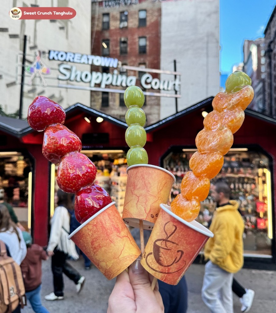 Sweet Crunch Tanghulu — candied strawberry, grape, and mandarin skewers